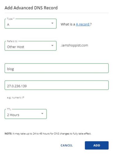블루호스트 서브도메인 티스토리 연결 4 블루호스트 서브도메인 티스토리 연결