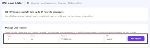 호스팅어 서브도메인 티스토리 연결